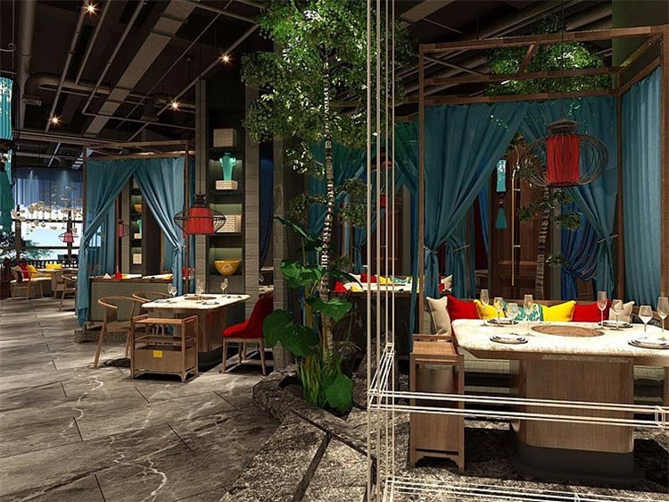 辣都麻府火鍋店桌椅裝修效果圖