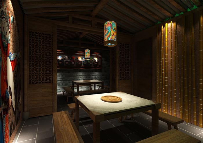 小龍坎火鍋?zhàn)酪窝b修效果圖