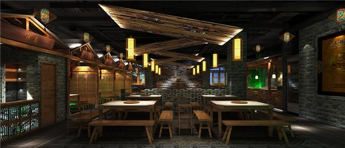 小龍坎火鍋?zhàn)酪窝b修效果圖